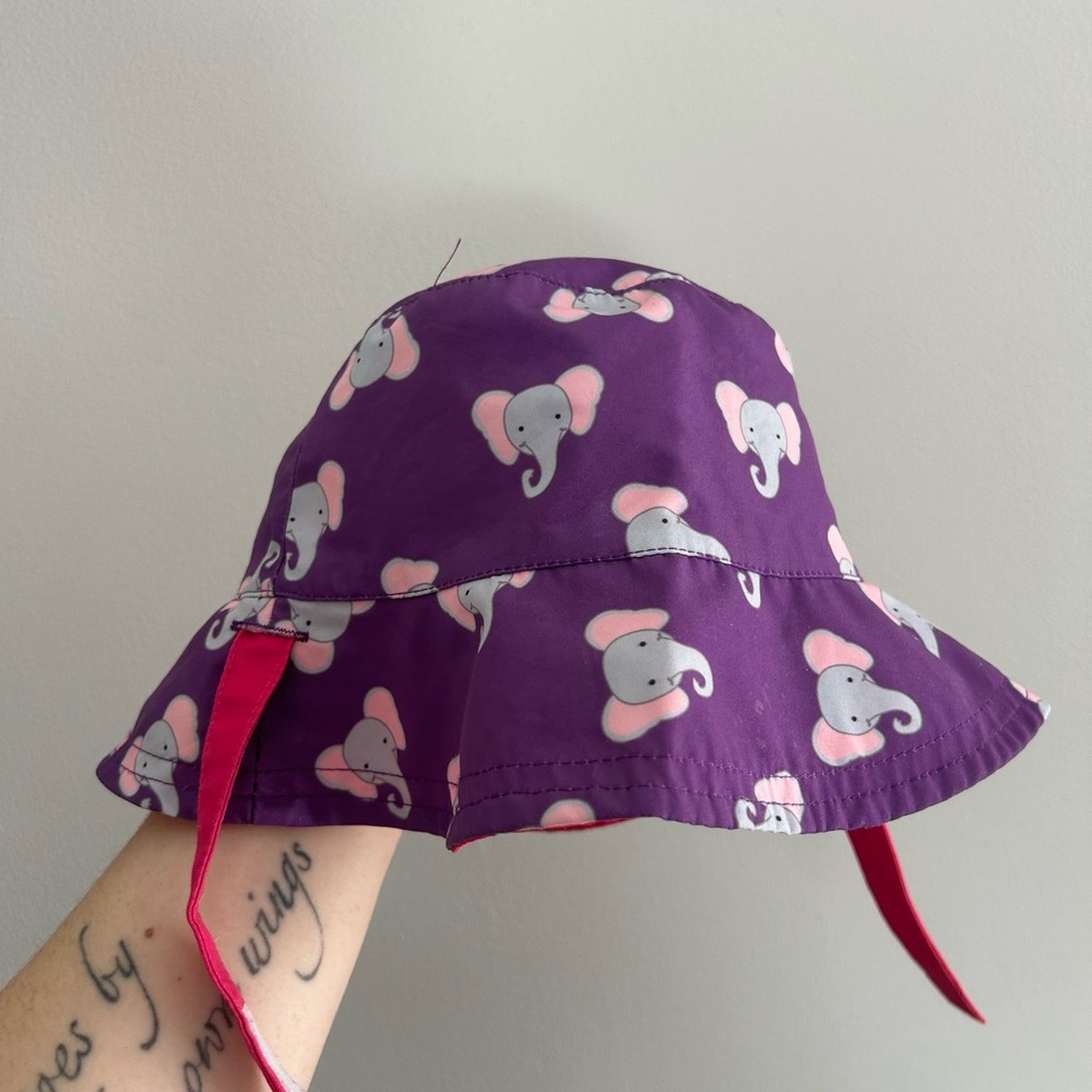 Flapjacks 6m-2t purple elephant & pink hippo summer bucket hat
